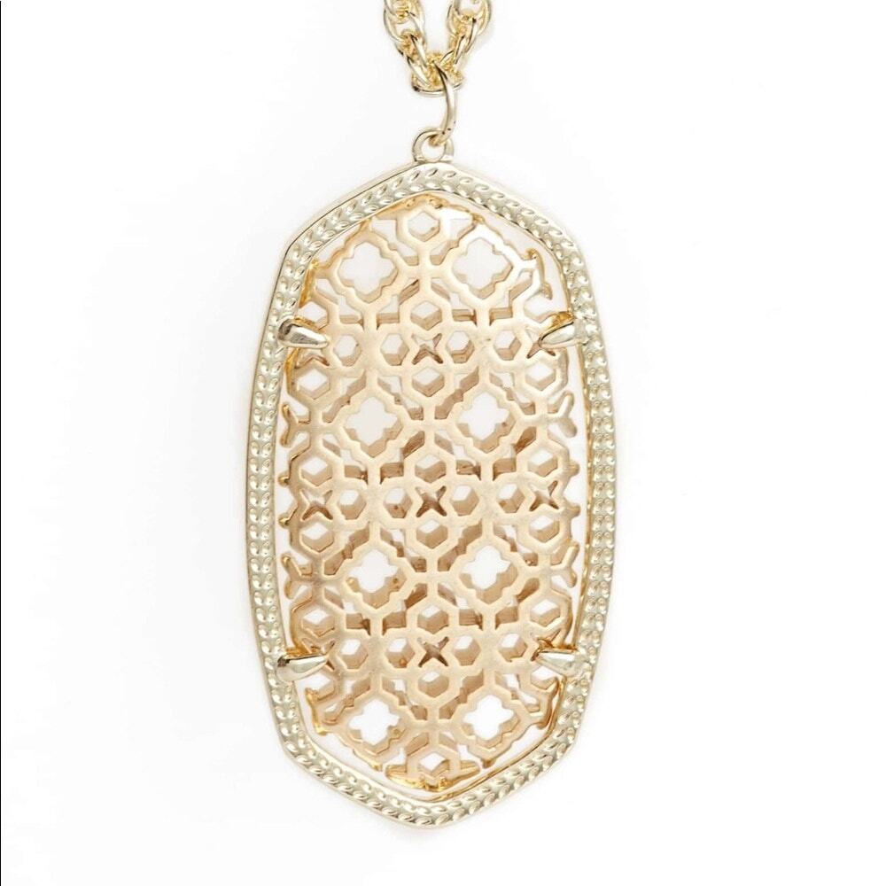 Kendra Scott Rae Pendant Necklace Filigree Gold Elegant ~ Box & Bag Included